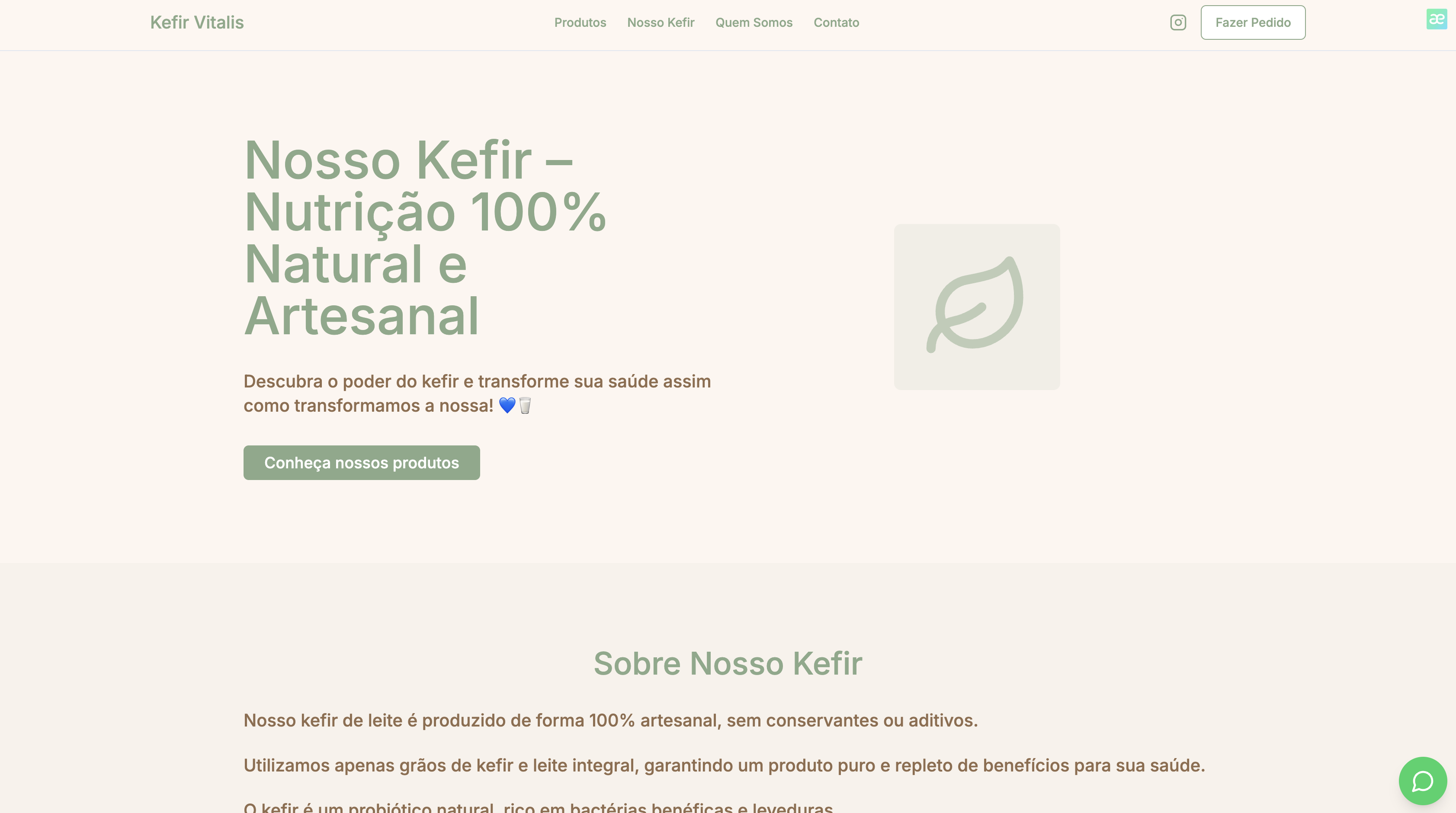 Kefir Vitalis: E-commerce de produtos naturais com foco em conversão